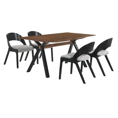 Armen Living Laredo and Polly 5 Piece Black Rectangular Dining Set SETLRDIBLK5C